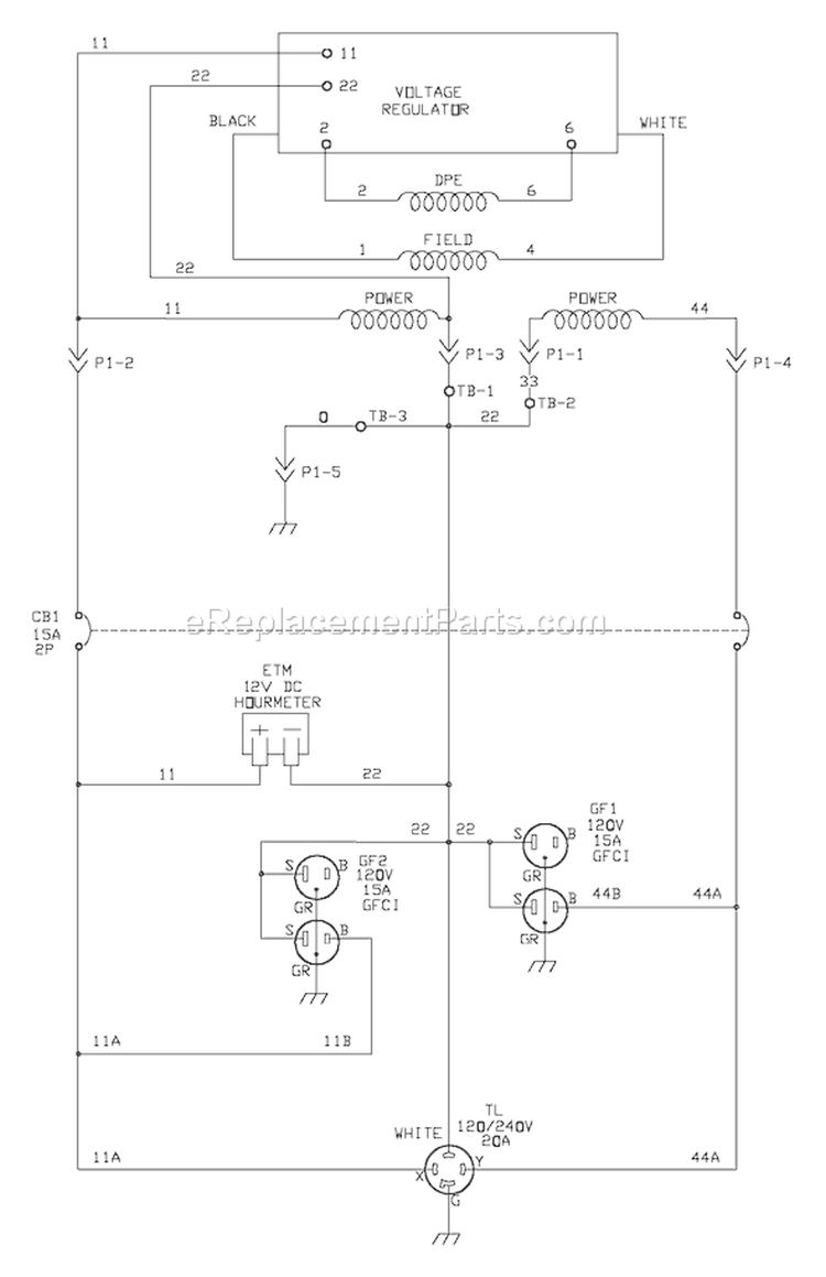 Page E Diagram and Parts List for 030231-0  Briggs and Stratton Generator